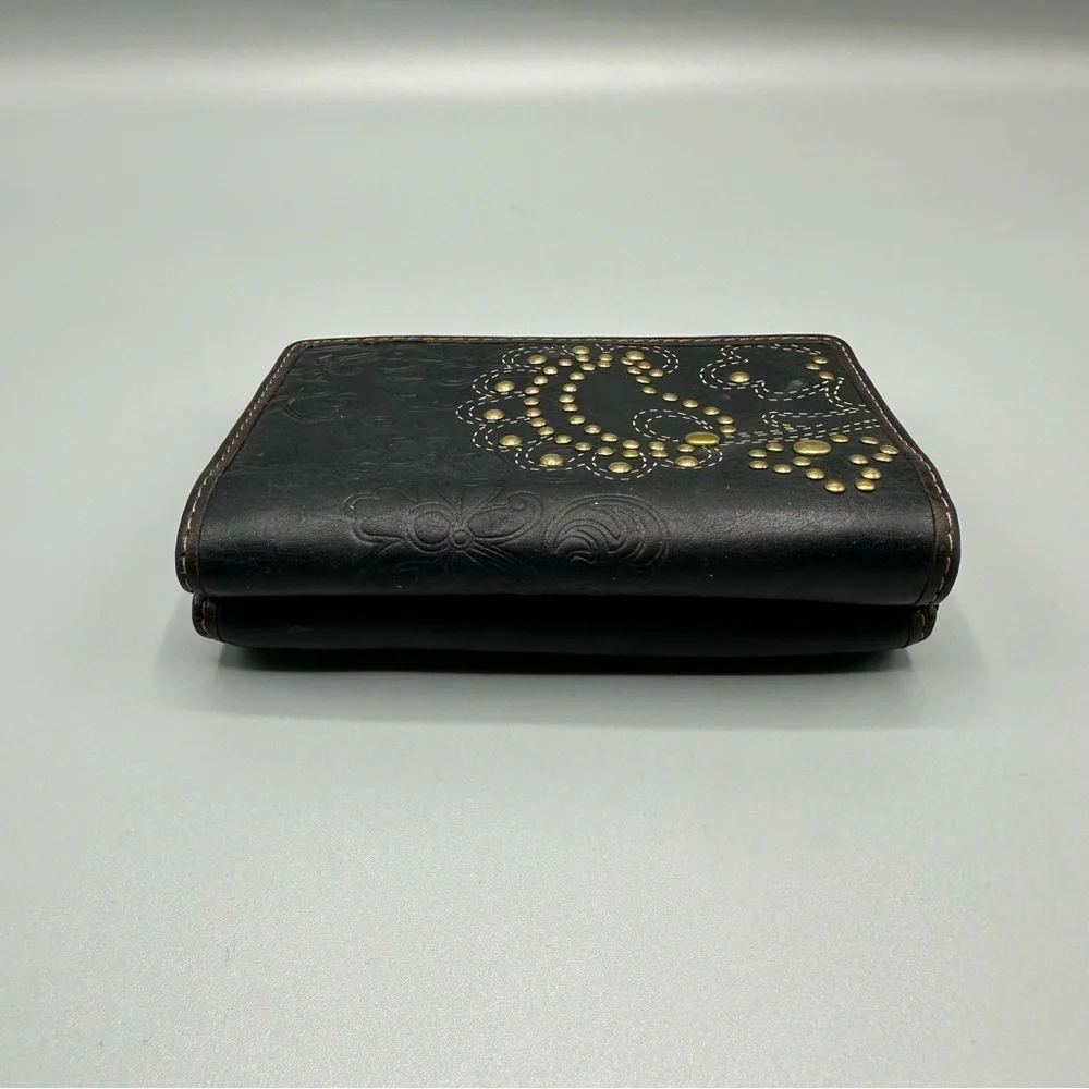 Fossil black Leather Floral Studded Women’s Wallet